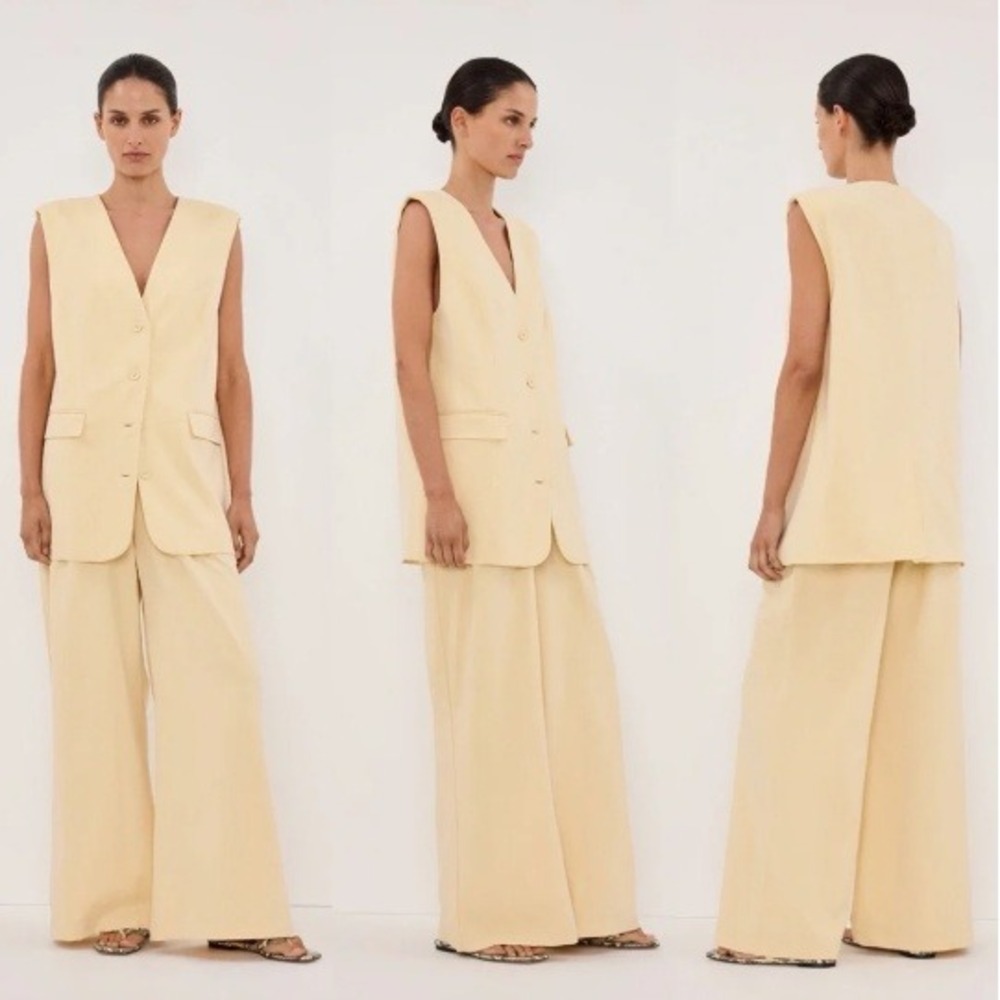 DISSH Oliver Dune Vest Butter Yellow Wool Blend Sleeveless Blazer Size 6 NEW